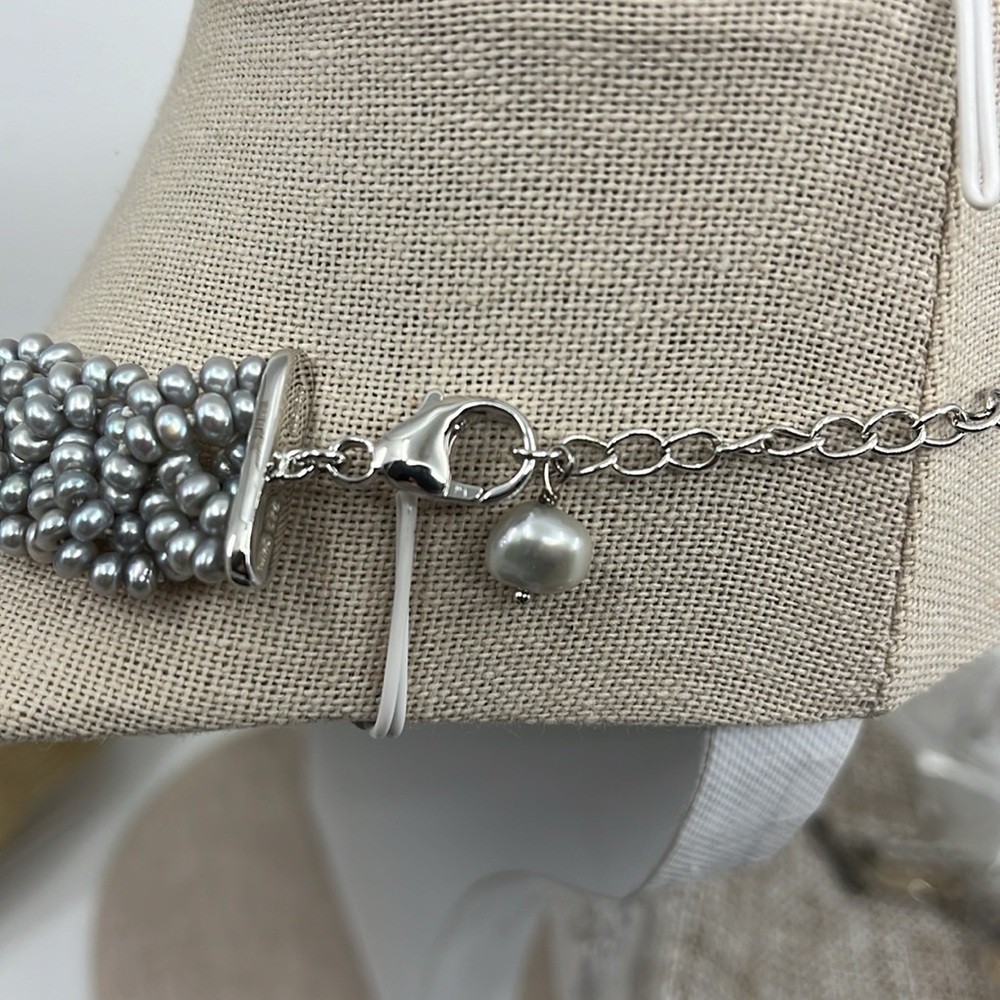 Vintage Honora 16-20" Adjustable Grey Pearl Necklace - Picture 7 of 16